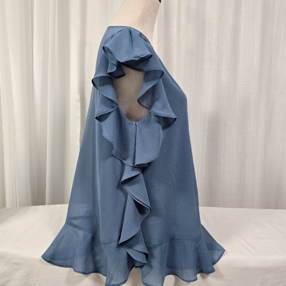 Max Edition Blue Ruffle Blouse - Picture 4 of 10